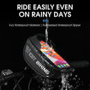 WEST BIKING Bicycle Bag Touch Screen Waterproof MTB Road Bike Handlebar Phone Bag Reflective Front Frame Bag(Black)