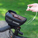 WEST BIKING Bicycle Bag Touch Screen Waterproof MTB Road Bike Handlebar Phone Bag Reflective Front Frame Bag(Black)