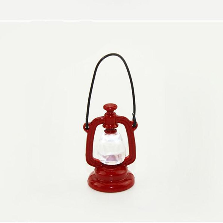 Retro Oil Lamp Doll House Miniature Kitchen Living Room Accessories Children Role Playing Toy(Red)