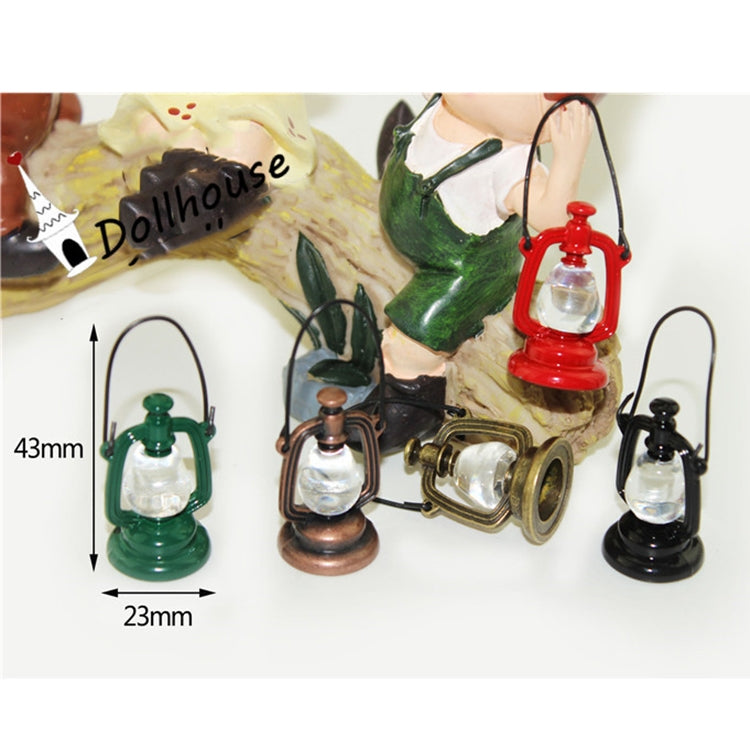 Retro Oil Lamp Doll House Miniature Kitchen Living Room Accessories Children Role Playing Toy(Red Copper)