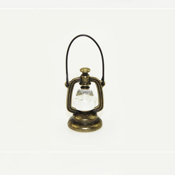 Retro Oil Lamp Doll House Miniature Kitchen Living Room Accessories Children Role Playing Toy(Brass)