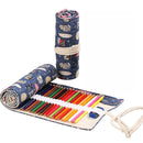 72 Holes Handmade Canvas Pen Curtain Large-Capacity Pencil Case For Boys And Girls Color Pencil Sketch Stationery Box(Owl)