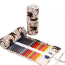 72 Holes Handmade Canvas Pen Curtain Large-Capacity Pencil Case For Boys And Girls Color Pencil Sketch Stationery Box(Lucky Cat)