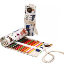 72 Holes Handmade Canvas Pen Curtain Large-Capacity Pencil Case For Boys And Girls Color Pencil Sketch Stationery Box(Zoo)