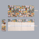 2 PCS 48 Holes Cotton Canvas Large Capacity Pen Curtain Big Face Cute Cat Cartoon Color Pencil Bag