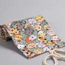 2 PCS 48 Holes Cotton Canvas Large Capacity Pen Curtain Big Face Cute Cat Cartoon Color Pencil Bag