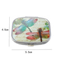 2 PCS Y10336 Two-Compartment Metal Portable Pill Box(Blue Tree)