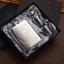 Portable Stainless Steel Hip Flask Set With Wine Glass Funnel(7OZ Jack Gray Grunge)