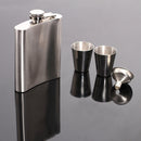 Portable Stainless Steel Hip Flask Set With Wine Glass Funnel(7OZ Jack Gray Grunge)