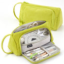 Angoo Student Large-Capacity Stationery Bag Portable Gift Cosmetic Bag(Grass Green Corduroy)