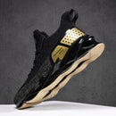 XM-28 Men Sports Casual Shoes Flying Woven Breathable Shoes, Size: 39(Black Gold)