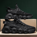 Air Fire Wheel Sole Men Shoes Flying Weave Breathable Casual Running Shoes, Size: 39(Black)