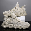 Air Fire Wheel Sole Men Shoes Flying Weave Breathable Casual Running Shoes, Size: 39(Khaki)