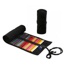 72 Holes Pure Black Handmade Canvas Roll Pen Bag Large Capacity Boy And Girl Sketch Color Pencil Curtain