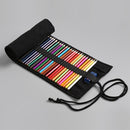 108 Holes Pure Black Handmade Canvas Roll Pen Bag Large Capacity Boy And Girl Sketch Color Pencil Curtain