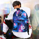 Starry Sky Luminous Backpack Oxford Cloth Printed Backpack With Pen Case And Anti-Theft Lock, Specification:, Colour:Star Blue Music Kid (USB)