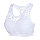 Breathable Mesh Sport Bra Top Women Hollow Out Cross, Size:F(White)