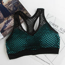 Breathable Mesh Sport Bra Top Women Hollow Out Cross, Size:F(Green)