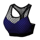 Breathable Mesh Sport Bra Top Women Hollow Out Cross, Size:F(Black)