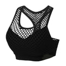 Breathable Mesh Sport Bra Top Women Hollow Out Cross, Size:F(Blue)