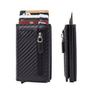 Automatic Cartridge Male Ladies Stainless Steel Credit Card Package RFID Business Card Box(Carbon Fiber Black)