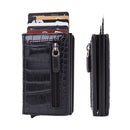 Automatic Cartridge Male Ladies Stainless Steel Credit Card Package RFID Business Card Box(Crocodile Grain Black)