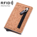 Automatic Cartridge Male Ladies Stainless Steel Credit Card Package RFID Business Card Box(Wood Grain Apricot)