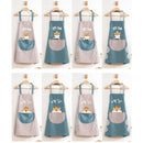 2 PCS Home Kitchen Waterproof And Oil-Proof Apron Cute Cooking Work Apron, Colour: Foodie Water Blue (Ordinary)