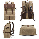 K-011 Outdoor Shoulder Digital Camera Bag Batik Canvas Waterproof Large-Capacity Photography Backpack(Gray)