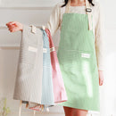 2 PCS Kitchen Home Cooking Apron Restaurant Works Striped Cotton And Linen Apron(Coffee)