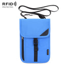 1062 Travel Passport Bag RFID Multi-Function Document Holder Hanging Neck Ticket Protective Case(Blue)