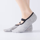 Cotton Backless Ballet Yoga Socks with Straps, Size:One Size(Light Gray)