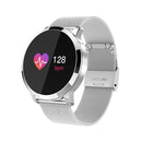Q8 OLED Color Screen Fashion Smart Watch IP67 Waterproof, Support Heart Rate Monitor / Blood Pressure Oxygen / Fitness Tracker(Silver Steel Strap)