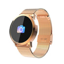 Q8 OLED Color Screen Fashion Smart Watch IP67 Waterproof, Support Heart Rate Monitor / Blood Pressure Oxygen / Fitness Tracker(Gold steel strap)