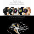 Q8 OLED Color Screen Fashion Smart Watch IP67 Waterproof, Support Heart Rate Monitor / Blood Pressure Oxygen / Fitness Tracker(Gold steel strap)