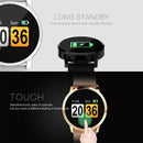 Q8 OLED Color Screen Fashion Smart Watch IP67 Waterproof, Support Heart Rate Monitor / Blood Pressure Oxygen / Fitness Tracker(Gold steel strap)