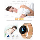 Q8 OLED Color Screen Fashion Smart Watch IP67 Waterproof, Support Heart Rate Monitor / Blood Pressure Oxygen / Fitness Tracker(Gold steel strap)