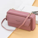 Baellerry Ladies Single Shoulder Messenger Bag Large Capacity Double Zipper Mobile Phone Bag(Light Pink)