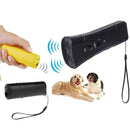 LED Flashlight Ultrasonic Dog Repeller Portable Dog Trainer, Colour: Double black(Colorful Package)