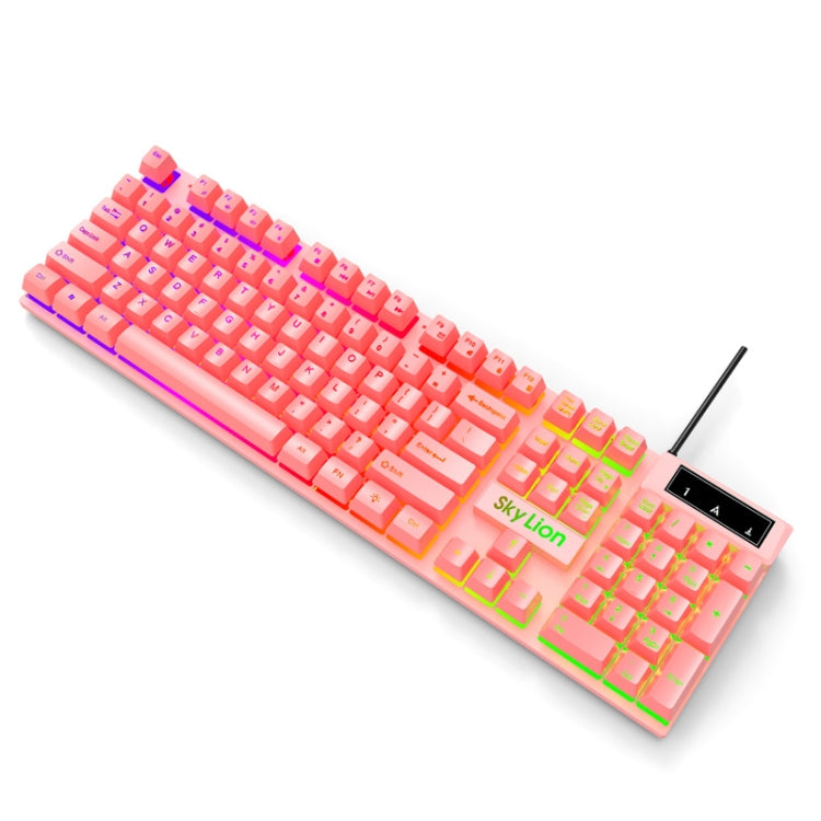 Skylion H600 1600dpi 104-Keys Wired Luminous Keyboard Manipulator Gaming Keyboard, Colour: Keyboard (Pink)