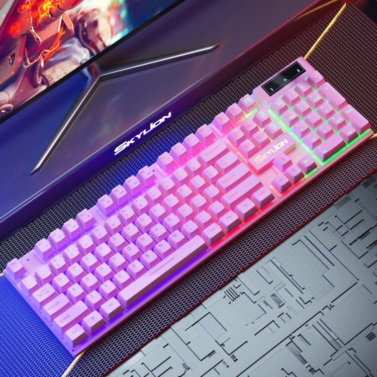 Skylion H600 1600dpi 104-Keys Wired Luminous Keyboard Manipulator Gaming Keyboard, Colour: Keyboard (Pink)