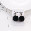 Short Paragraph Wild Simple Hair Ball Earrings(black)