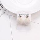 Short Paragraph Wild Simple Hair Ball Earrings(white)
