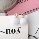 Short Paragraph Wild Simple Hair Ball Earrings(white)
