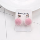 Short Paragraph Wild Simple Hair Ball Earrings(pink)