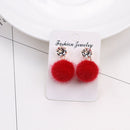 Short Paragraph Wild Simple Hair Ball Earrings(red)