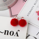 Short Paragraph Wild Simple Hair Ball Earrings(red)