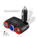 Car 1 In 2 Cigarette Lighter Car Multi-Function Mobile Phone Charger USB 12/24V Universal Fast Charge(Black Red)