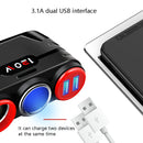 Car 1 In 2 Cigarette Lighter Car Multi-Function Mobile Phone Charger USB 12/24V Universal Fast Charge(Black Red)