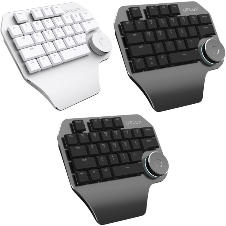 DELUX T11 29 Keys Single-Hand Keyboard Shortcut Key Speech Tool Flat Keyboard, Colour: Dark Grey